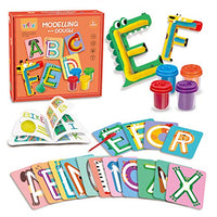 Dough Tools Alphabet A-Z 26 Modeling Dough Cards Learn Letters and Shapes with 4 Non-Toxic Compound Multi Colors Dough for Kids Gift Ages 3 Years and Up