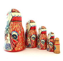 Load image into Gallery viewer, Santa Russian Nesting Doll Hand crved Hand Painted 5 Piece Matryoshka Set
