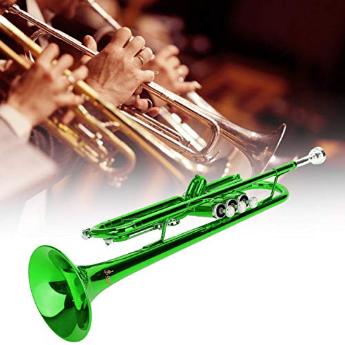 Portable Brass Trumpet Music Instrument for Trumpet Players for Performance(green)