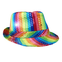 Load image into Gallery viewer, blinkee Two Pack LED Flashing Fedora Hat with Rainbow Sequins
