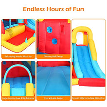 Load image into Gallery viewer, Lpjntt Inflatable Bounce House or Water Slide Wet or Dry with Sun Roof, Fun Bouncing Area with Basketball Hoop, Long Slide with Climbing Wall, Blower Included, Yellow-green With Air Blower
