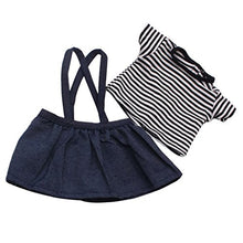 Load image into Gallery viewer, Doll Clothes Striped T-Shirt Strap Dress Skirt Set for 18 Inch American Girl Doll
