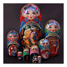 Load image into Gallery viewer, LWSX Russian Nesting Dolls 10-Piece Hand-Painted Matryoshka Cute Nesting Dolls Creative Opening and Wedding Gift Decoration (Color : A)
