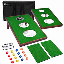 Load image into Gallery viewer, GoSports BattleChip Versus Golf Cornhole Game - Includes Two 3&#39; x 2&#39; Cornhole Chipping Targets, 16 Foam Balls, 2 Hitting Mats, Scorecard and Carrying Case

