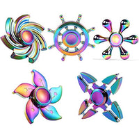 Handheld Toys Rainbow Fidget Spinners Alloy Sensory Toys Set Finger Hand Spinner Desk Gadget Spinning Top Focus Toy Spiral Twister Fingertip Gyro Stress Relief ADD ADHD EDC Anti Anxiety Kids Adults