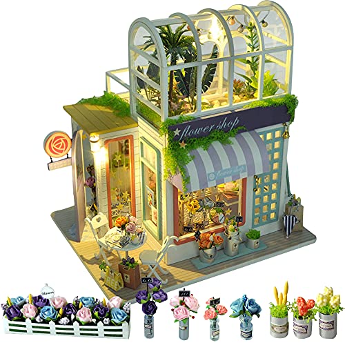 DIY 2-Layer Gardening House Model Rooftop Sunshine Botanical Garden Flower House DIY Wooden Green House Flower Shop Doll House Kit Craft Gift Puzzle Toys