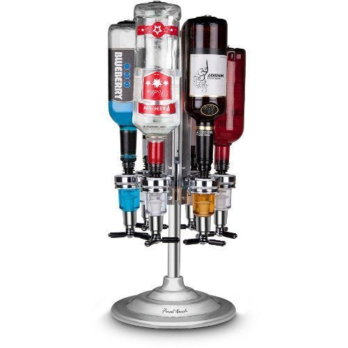 6 Bottle Bar Caddy / Liquor Dispenser-Chrome Finish, Set of 2