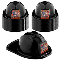 24 Pieces Firefighter Hat Plastic Fireman Hat Fire Chief Helmet for Kids Dress up Party Hats Costume Role Play Party (Black)