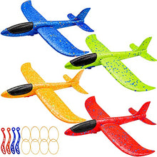Load image into Gallery viewer, 4 Pack Airplane Toys, Throwing Foam Plane with 13.6 inches Wingspan for Outdoor Sports Garden Foam Glider Planes for Kids , Gifts for 3 4 5 6 7 Year Old Boy
