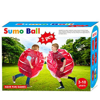 2 Pack inflatable bumper for kids, bumper bounce ball for Kids, kid sumo Balls, Lawn game ball for child outdoor team gaming play for 3-12 ages (24 inch, red+red)