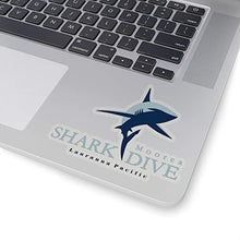 Load image into Gallery viewer, Shark Dive Moorea Vinyl Sticker, Lauranna Pacific, Permanent Adhesive Moorea Shark Sticker (Transparent, 4&quot; x 3.5&quot;)
