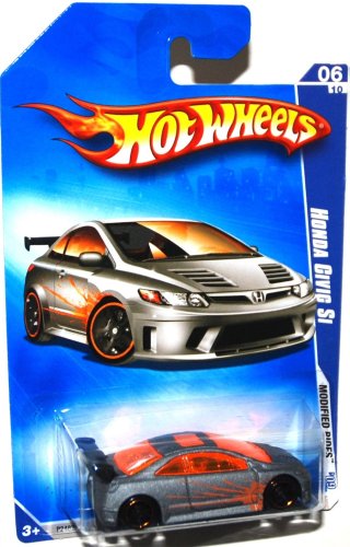 HONDA CIVIC Si Hot Wheels 2009 Modified Rides Series 6/10 Silver Honda Civic Si 1:64 Scale Collectible Die Cast Metal Toy Car Model #162