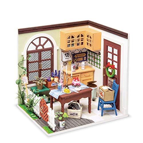 ROBOTIME DIY Miniature Dollhouse Kit Mini House with Furnitures 1:24 Scale Craft Kit - Mrs Charlie's Dining Room