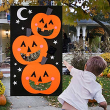 Load image into Gallery viewer, qiguch66 Kids Halloween Games Party Decorations Throwing Games Halloween Pumpkin Ghost Hanging Banner Toss Game with 3 Bean Bags C

