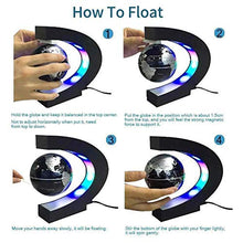 Load image into Gallery viewer, Globe, World Globe Explore The World Floating Globe with Led Lights C Shape Magnetic Levitation 4 Inches World Globe Educational Gifts Tool Home Office Desk Decoration,Gold (Color : Blue)
