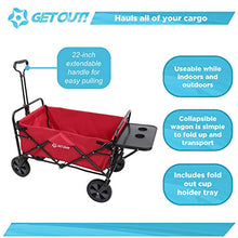 Load image into Gallery viewer, Get Out! Wagon Cart in Red - Foldable Wagon for Storage Multi-Use Utility Wagon with Side Table and Handle
