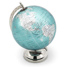 Load image into Gallery viewer, Abbott Collection 57-LATITUDE-09 Globe on Stand-Blue/Silver-11 H, 11 inches high, Aqua/silver

