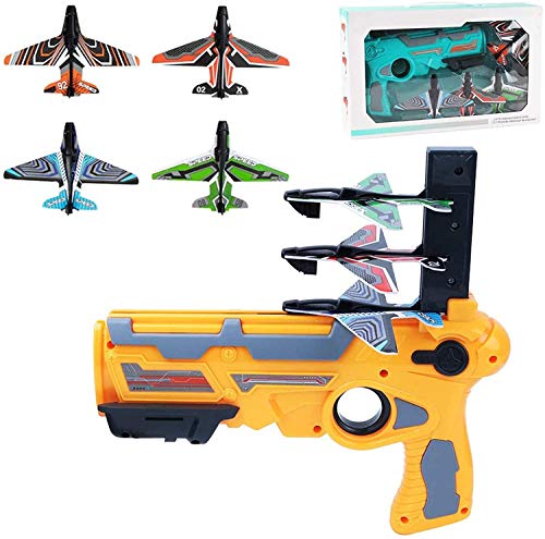Bubble Catapult Plane Toy Airplane for Kids, 2021 New One-Click Ejection Model Foam Airplane, with 4 Colors Airplane Launcher, Outdoor Sports Boy Toy Kids 3+ Years Olds (Yellow)