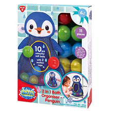 Load image into Gallery viewer, PlayGo Bath Toy Organizer Penguin | Four Suction Cups for Hanging | Bathtub Toys Holder | Bathroom Baby Toy Storage Quick Dry Bathtub Mesh Net | 2 in 1| 10 Pieces Colorful Soft Balls, 18703
