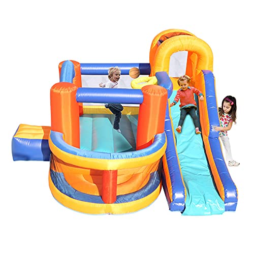 Lpjntt Inflatable Bounce House, Slide Castle IndoorOutdoor Playhouse for Little Kids,Water Slide Park w Jumping Area, Climbing Wall, Splash Pool