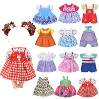 Alive Doll Clothes and Accessories - Baby Doll Dresses Fit for 12 13 14 14.5 Inch Bitty Girl Dolls, 12 Sets Doll Outfits Include Doll Dresses, Pajamas, One-Piece Suit, Swimsuit for Girls Gifts