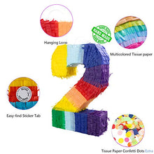 Load image into Gallery viewer, kaimei Number Pinata Small Pinata for Birthday Anniversary Celebration Decoration Theme Party Cinco de Mayo Fiesta Supplies with Stick Multicolor Colorful Pinata
