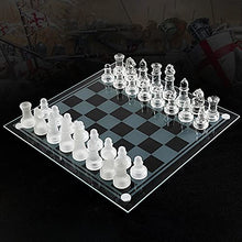 Load image into Gallery viewer, LANGWEI Glass Chess Sets for Adults, Classic Family Board Game with Frosted and Clear Pieces|Decoration Gift Style Tournament Chess Sets Competitive Educational Toys,7.8 * 7.8in
