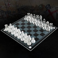 LANGWEI Glass Chess Sets for Adults, Classic Family Board Game with Frosted and Clear Pieces|Decoration Gift Style Tournament Chess Sets Competitive Educational Toys,7.8 * 7.8in