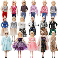 PURPERCAT 26 Pack Doll Clothes and Accessories - 1 Winter Coat 1 Jacket 4 Fashion Dresses Clothes 5 Top and 5 Pants 10 Pairs Shoes, Size Suit for11 Inch Doll