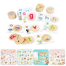 Load image into Gallery viewer, Toyvian Alphabets Flash Cards Set ABC Wooden Letters Animal Card Board Matching Puzzle Game Montessori Educational Toys Gift for Kids Toddlers

