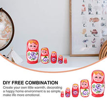 Load image into Gallery viewer, NUOBESTY 5pcs Cute Cartoon Animals Pattern Nesting Dolls Russian Handmade Doll Matryoshka Doll for Kids Christmas Party Favor Birthday Red
