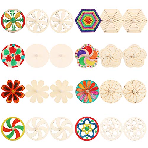 FunPa 24PCS Spinning Top Educational Natural DIY Spin Top Party Favors for Kids