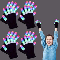 4 Pairs Led Gloves for Kids Teens Light Up Rave Gloves LED Halloween Party Supplies 6 Modes Led Glow Glove for Boys Girls Clubbing School Birthday Party Light Up Halloween Toys Gift