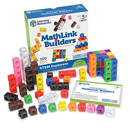 Learning Resources STEM Explorers, Math Cubes, Early Math Skills, Mathlink Builders, 100 Pieces, Ages 5+