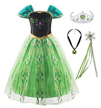 Load image into Gallery viewer, Padete Little Girls Green Snow Princess Party Dress up (8 Years, Green with Accessories)
