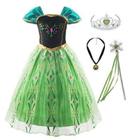 Padete Little Girls Green Snow Princess Party Dress up (8 Years, Green with Accessories)