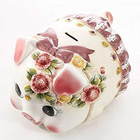 Piggy Bank Embossed Rose Small Charming Pig Ceramic Piggy Bank Large Capacity Coin Bank Money Bank for Kids