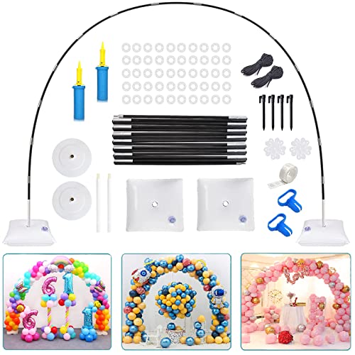 Balloon Arch Kit, Adjustable Balloon Arch Stand With Base, 50Pcs Balloon Clips,Manual Balloon Pump Balloon Knotter-Wedding Graduation Baby Shower and Birthday Party Supplies Decorations