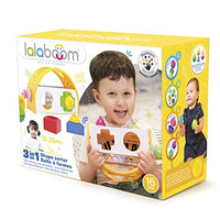 Lalaboom - 3-in-1 Shape Sorter and Balance Toy - Pop Beads - 16 Pieces - Ages 10 Months to 4 Years - BL810