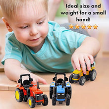 Load image into Gallery viewer, SRENTA 4 inch Die Cast Pull-Back Monster Tractor, Pullback Farm Tractor, 3, Pack of 3
