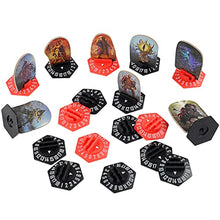 Load image into Gallery viewer, Gloomhaven Standee Bases Pack of 27 Plastic Hex Monster Stand with Health Tracker and Status Token Slots
