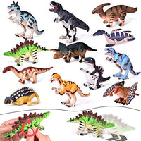 FUN LITTLE TOYS 12 Pieces Dinosaur Wind Up Toy for Kids, Toddler Bath Pool Clockwork Animal Toys Bulk Flip Walking Jumping, Dino Theme Birthday Christmas Party Supplies Favors Gifts Stocking Stuffers