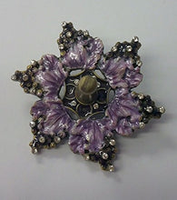 Load image into Gallery viewer, Leaf Design Dreidel in Purple on Antique Brass Metal

