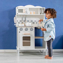 Load image into Gallery viewer, New Classic Toys 11068 Wooden Pretend Toy Kitchen for Kids with Role Play Bon Appetit Electric Cooking Included Accesoires Makes Sound, Modern White
