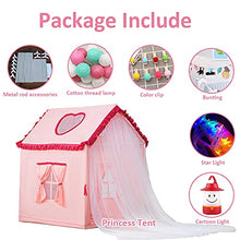 Load image into Gallery viewer, Pink Girls Tents Indoor Playhouses with LED Star Lights,Girl Tent Playhouse Cottage Tent House for Kids for Girls Boys,120x90x125cm
