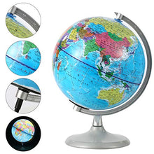 Load image into Gallery viewer, Soapow 20cm World Globe with Night Light, Standing Educational Geographic Globe with Boundaries City Locations
