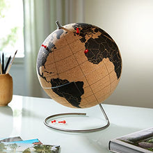 Load image into Gallery viewer, Suck UK Large Desktop Cork Push PINS Included | Educational World MAP | Travel Accessories | Adventure &amp; Memories Display | Globe, Brown/Black
