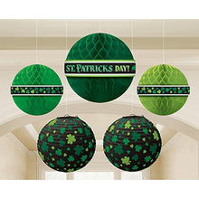 Load image into Gallery viewer, amscan Party Supplies, St. Patrick&#39;s Day Hanging Bouquet, Party Decorations, Multisizes, Green, 5ct
