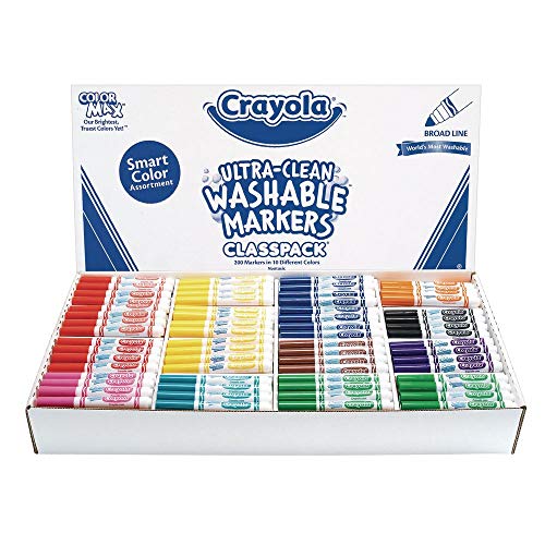 Exclusive Crayola Smart Color Ultra-Clean Washable Marker Classpack, Set of 200, Crayola Washable Markers for Kids, Markers Crayola (Item # 200CS)