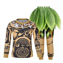Load image into Gallery viewer, WonderBabe Boys Maui Costume 3-Piece Outfits Toddler Kids 3D Digital Print Cartoon Tattoo T Shirt /Pants Set Halloween Costume Cosplay Size 6T Brown
